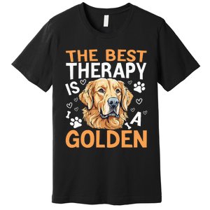 The Best Therapy Is A Golden Retriever Dog Lover Puppy Owner Premium T-Shirt