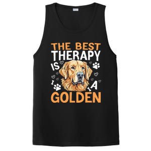 The Best Therapy Is A Golden Retriever Dog Lover Puppy Owner PosiCharge Competitor Tank