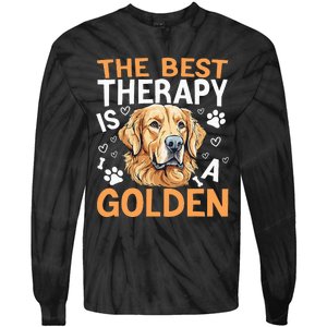 The Best Therapy Is A Golden Retriever Dog Lover Puppy Owner Tie-Dye Long Sleeve Shirt