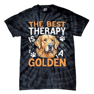 The Best Therapy Is A Golden Retriever Dog Lover Puppy Owner Tie-Dye T-Shirt