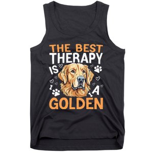 The Best Therapy Is A Golden Retriever Dog Lover Puppy Owner Tank Top