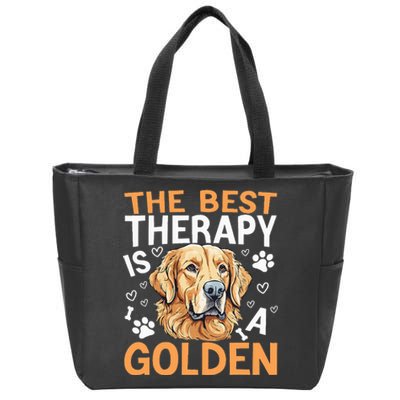 The Best Therapy Is A Golden Retriever Dog Lover Puppy Owner Zip Tote Bag