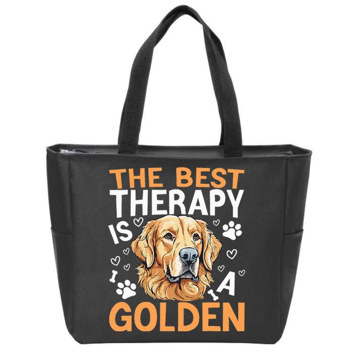 The Best Therapy Is A Golden Retriever Dog Lover Puppy Owner Zip Tote Bag