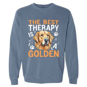 The Best Therapy Is A Golden Retriever Dog Lover Puppy Owner Garment-Dyed Sweatshirt