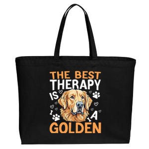 The Best Therapy Is A Golden Retriever Dog Lover Puppy Owner Cotton Canvas Jumbo Tote