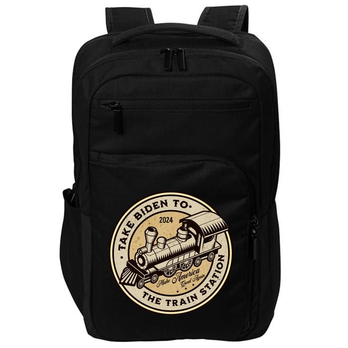 Take Biden To The Train Station MAGA Conservative Impact Tech Backpack