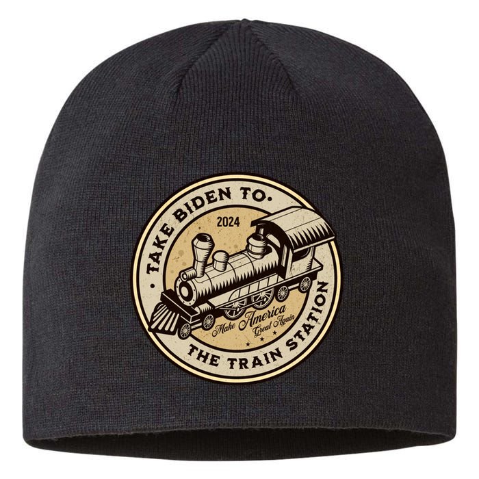 Take Biden To The Train Station MAGA Conservative Sustainable Beanie