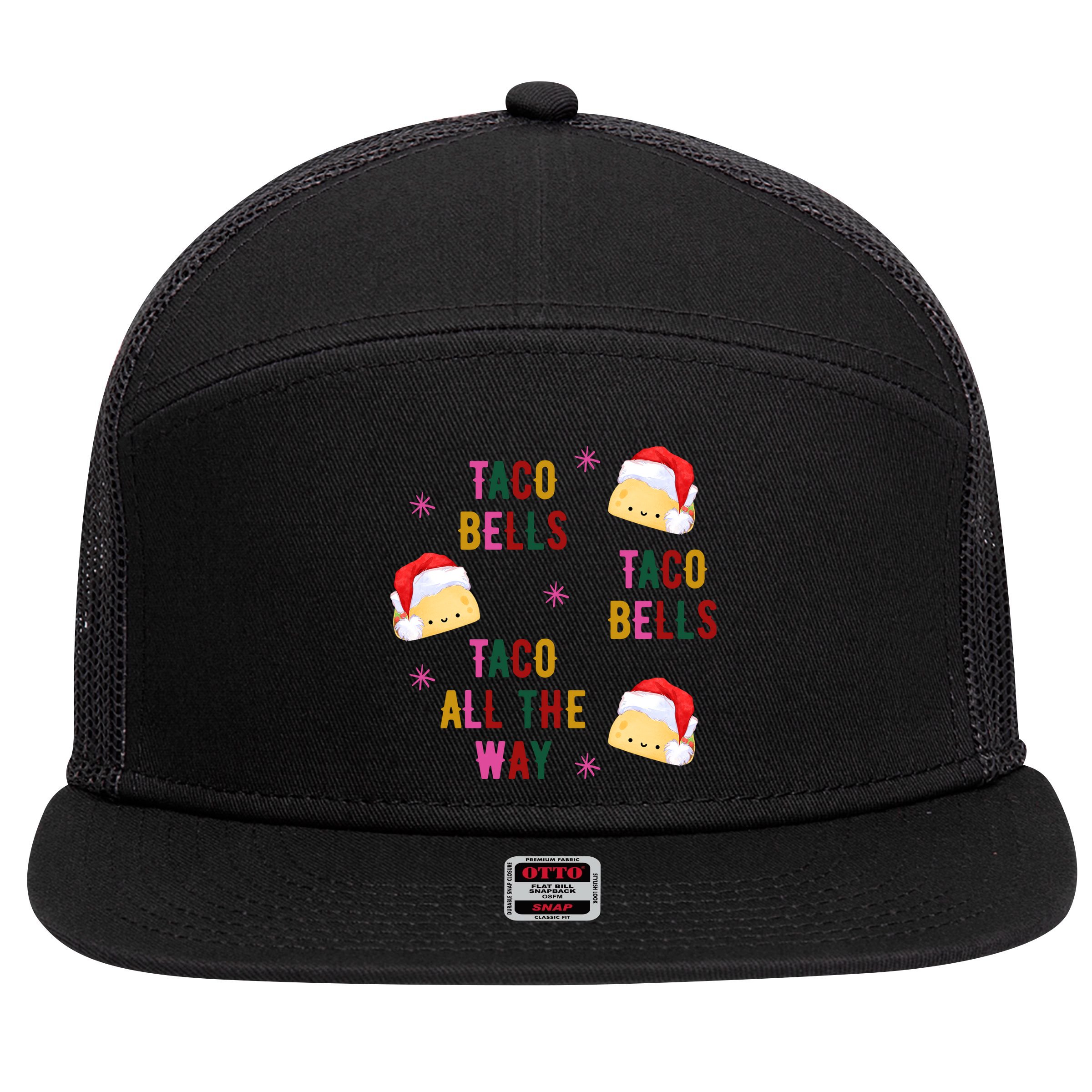 Taco Bells Taco All The Way Funny Christmas 7 Panel Mesh Trucker Snapback Hat