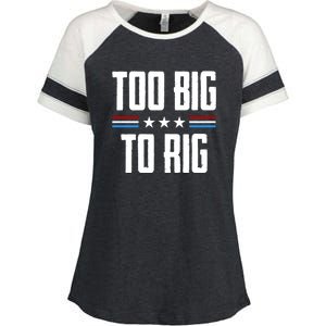 Too Big To Rig Trump 2024 Enza Ladies Jersey Colorblock Tee