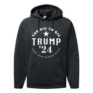 Too Big To Rig Trump 2024 Election Take Our Nation Back Performance Fleece Hoodie