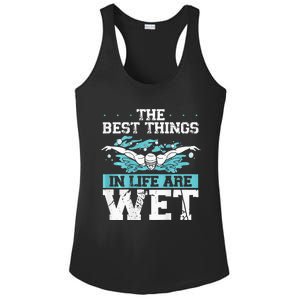 The Best Things In Life Are Wet Backprint Funny Swimming Ladies PosiCharge Competitor Racerback Tank