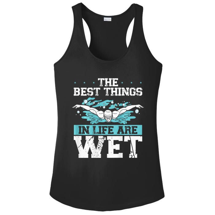 The Best Things In Life Are Wet Backprint Funny Swimming Ladies PosiCharge Competitor Racerback Tank