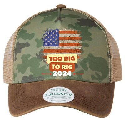 Too Big To Rig Trump Funny Quote 2024 Elections Saying Trump Legacy Tie Dye Trucker Hat