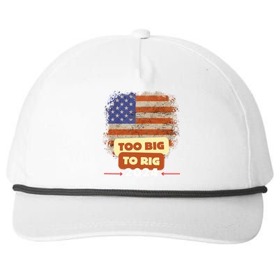 Too Big To Rig Trump Funny Quote 2024 Elections Saying Trump Snapback Five-Panel Rope Hat