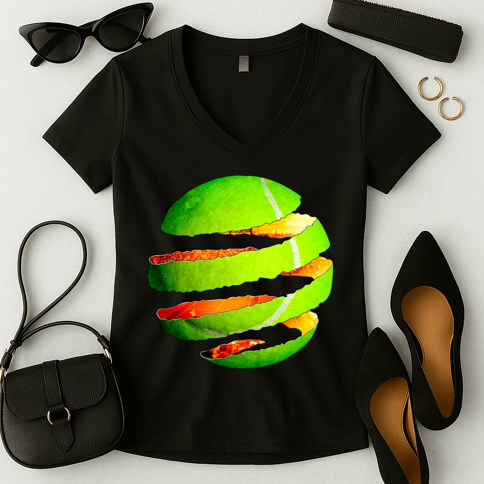 Tennis Ball Tear Women's V-Neck T-Shirt