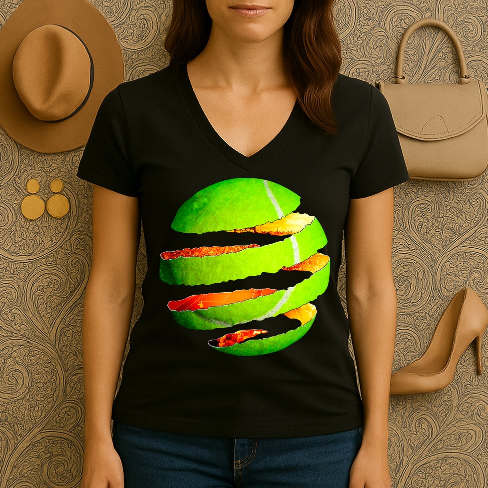 Tennis Ball Tear Women's V-Neck T-Shirt