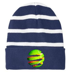 Tennis Ball Tear Striped Beanie with Solid Band