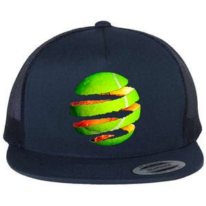 Tennis Ball Tear Flat Bill Trucker Hat