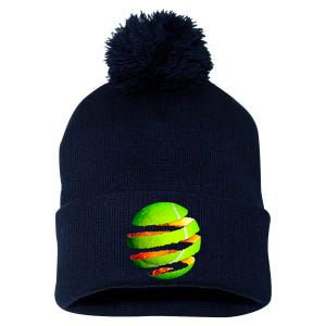 Tennis Ball Tear Pom Pom 12in Knit Beanie