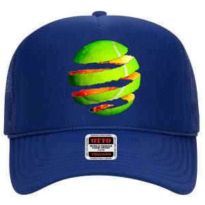 Tennis Ball Tear High Crown Mesh Back Trucker Hat