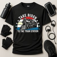 Take Biden To The Train Station Yellowstone Cooling Performance Crew T-Shirt
