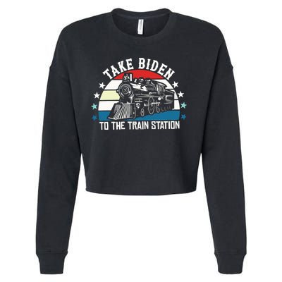 Take Biden To The Train Station Yellowstone Cropped Pullover Crew