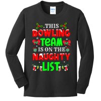 This Bowling Team On Naughty List Cute Christmas Elf Funny Gift Kids Long Sleeve Shirt