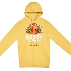 Thanksgiving Bossy Turkey Matching Pajama Premium Pullover Hoodie