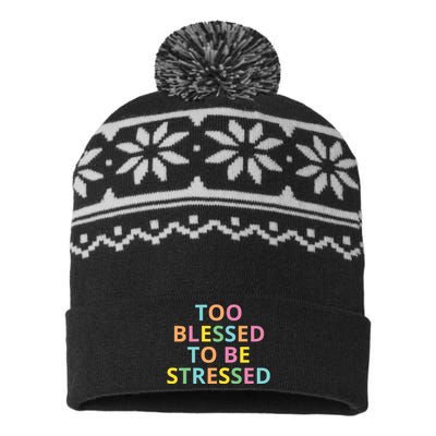 Too Blessed To Be Stressed USA-Made Snowflake Beanie