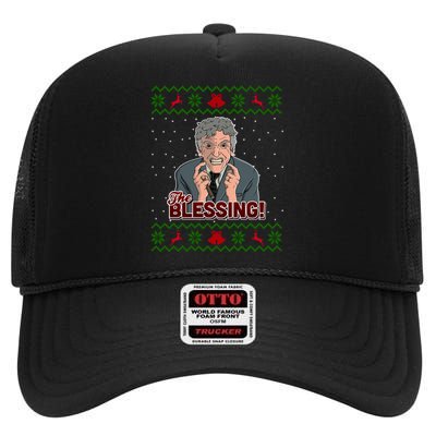 The Blessing Ugly Christmas Sweater Family Christmas High Crown Mesh Back Trucker Hat