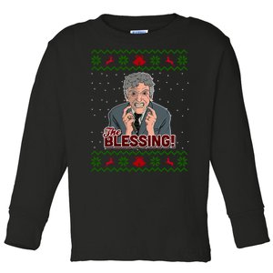 The Blessing Ugly Christmas Sweater Family Christmas Toddler Long Sleeve Shirt