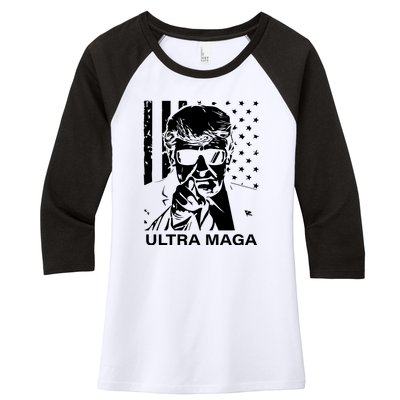 Trump Buff Ultra MAGA Women's Tri-Blend 3/4-Sleeve Raglan Shirt