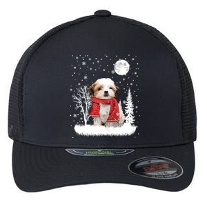 Teddy Bear Under Moonlight Snow Christmas Pajamas Gift Flexfit Unipanel Trucker Cap