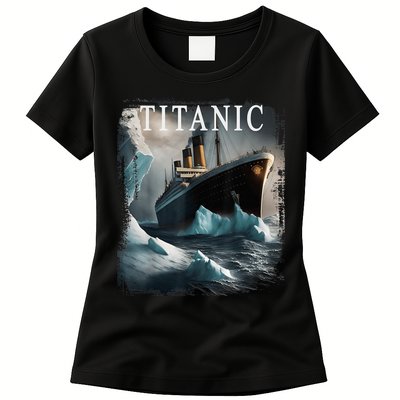 Titanic Boat Vintage Cruise Ship Sailing in 1912 hit Iceberg Womens T-Shirt