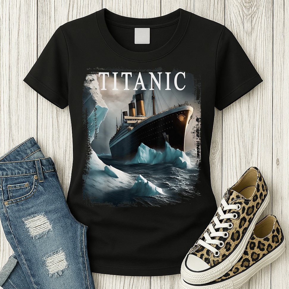 Titanic Boat Vintage Cruise Ship Sailing in 1912 hit Iceberg Womens T-Shirt