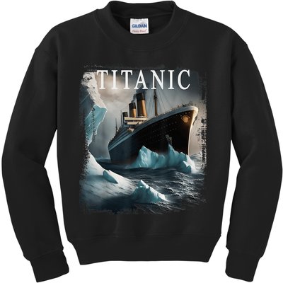 Titanic Boat Vintage Cruise Ship Sailing in 1912 hit Iceberg Kids Sweatshirt
