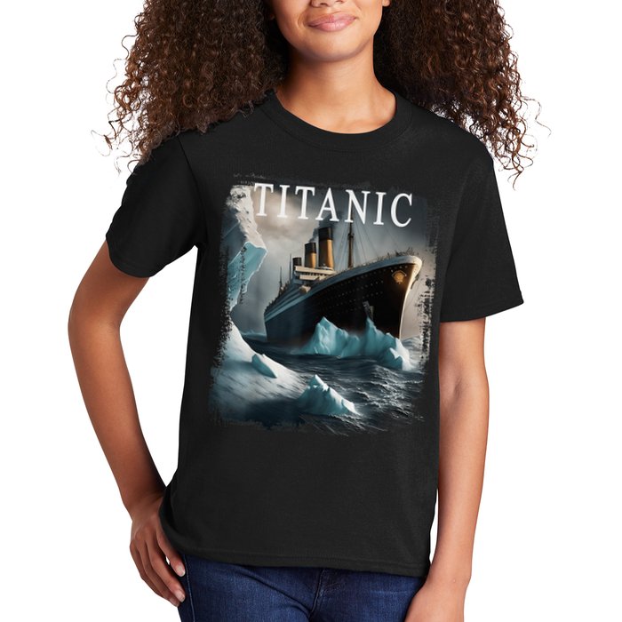 Titanic Boat Vintage Cruise Ship Sailing in 1912 hit Iceberg Kids T-Shirt