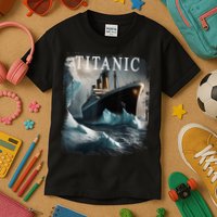 Titanic Boat Vintage Cruise Ship Sailing in 1912 hit Iceberg Kids T-Shirt