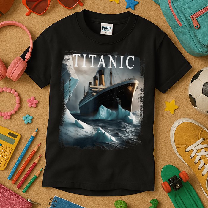Titanic Boat Vintage Cruise Ship Sailing in 1912 hit Iceberg Kids T-Shirt