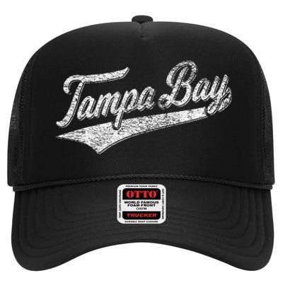 Tampa Bay Varsity Script Classic Sports Jersey Style High Crown Mesh Back Trucker Hat