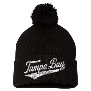 Tampa Bay Varsity Script Classic Sports Jersey Style Pom Pom 12in Knit Beanie