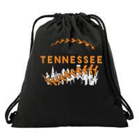 Tennessee Baseball Vintage Leopard Heart Baseball Fans Drawstring Bag