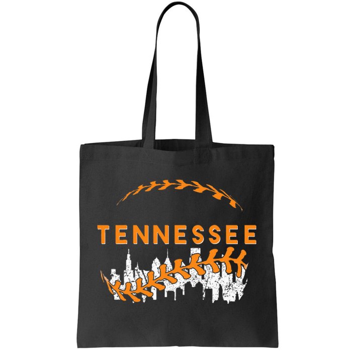 Tennessee Baseball Vintage Leopard Heart Baseball Fans Tote Bag