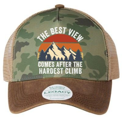 The Best View Comes After The Hardest Climb Hiking Lover Mountain Climbing Legacy Tie Dye Trucker Hat