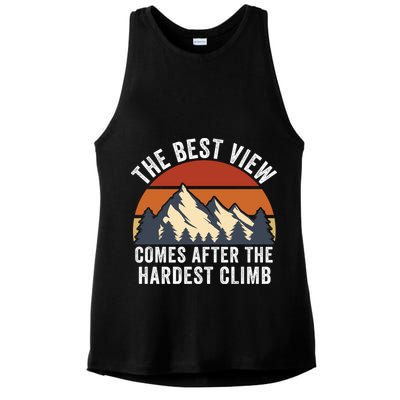 The Best View Comes After The Hardest Climb Hiking Lover Mountain Climbing Ladies PosiCharge Tri-Blend Wicking Tank