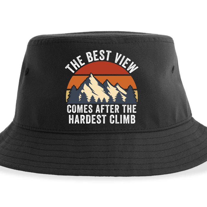 The Best View Comes After The Hardest Climb Hiking Lover Mountain Climbing Sustainable Bucket Hat