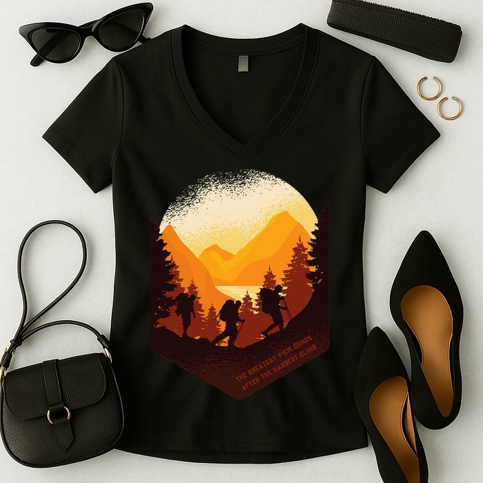 The Best View Comes After The Hardest Climb Women's V-Neck T-Shirt