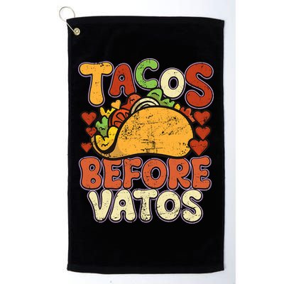 Tacos Before Vatos Funny Vintage Mexican Chicano Golf Towel
