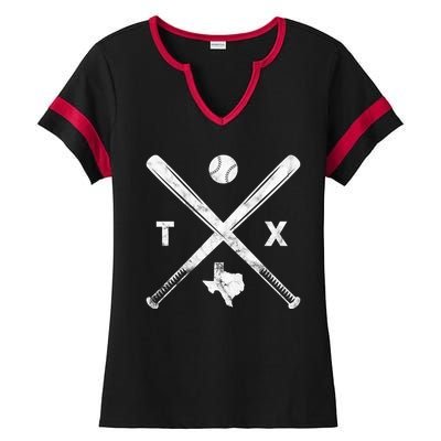 Texas Baseball Vintage Sport Ladies Halftime Notch Neck Tee