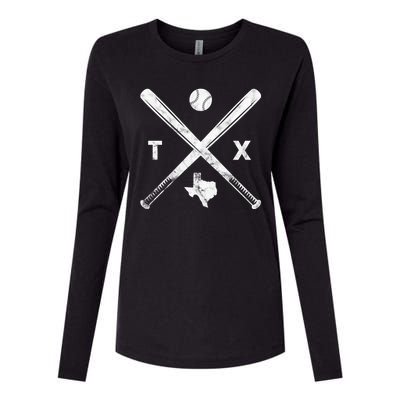 Texas Baseball Vintage Sport Womens Cotton Relaxed Long Sleeve T-Shirt